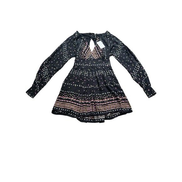 NWT Free People Coryn Mini Dress Size 8 Black Dots Boho‎ Back Cut Out Whimsigoth - Picture 3 of 8